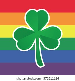 Gay pride flag with clover. Vector illustration