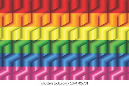Gay pride flag from many cubes - Illustration, 
Three dimensional rainbow flag