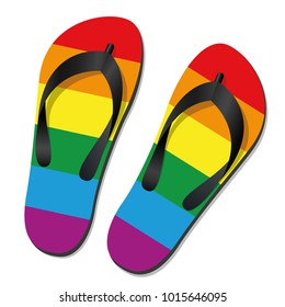 Gay pride flip flops - isolated vector illustration on white.