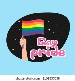 Gay Pride Hand Hold Rainbow Flag Background Vector Image
