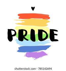 Gay pride. Handwritten text on rainbow background.