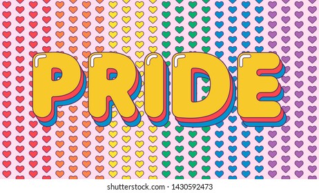 Gay pride and LGBT background illustration. Rainbow colored hearts as symbol of equality and love.