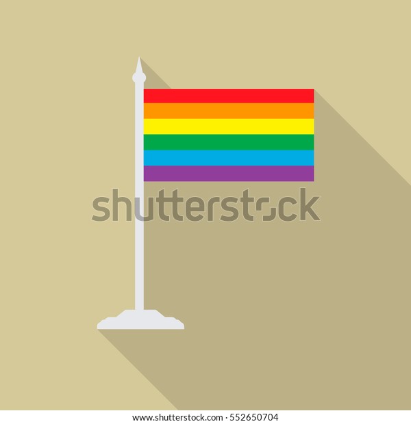 Gay Pride Lgbt Flag Flagpole Flat Stock Vector Royalty