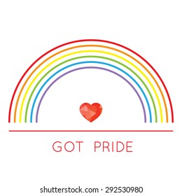 Gay Pride love concept - Rainbow and polygonal red heart