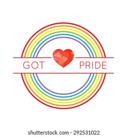 Gay Pride love concept - Rainbow and polygonal red heart