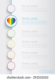 Gay pride love symbol concept - Rainbow heart on circle blank plate - Template design for business background and web site. - Vector Design Concept