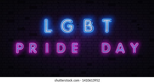 Gay Pride neon text vector design template. LGBT neon logo, light banner design element colorful modern design trend, night bright advertising, bright sign. Vector illustration