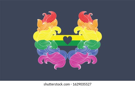 Gay Pride poster. LGBT concept. Abstract icon with heart in the middle with two stripes. Vector illustration.