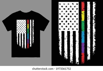 Gay Pride Rainbow American Flag T-shirt Vector Design