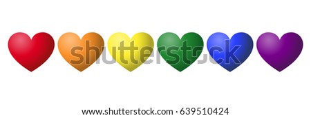 Gay Pride Rainbow Color Hearts Row Stock Vector (Royalty ...