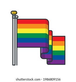Gay Pride rainbow colored flag isolated vector illustration for Coming Out Day on October 11
