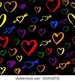 Gay pride rainbow colored pattern with hearts for Valentines Day