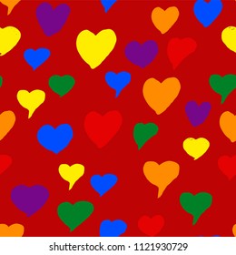 Gay pride rainbow colored pattern with hearts for Valentines Day