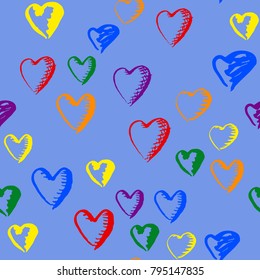Gay pride rainbow colored pattern with hearts for Valentines Day