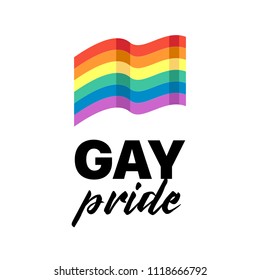 Gay pride rainbow flag. Flat vector illustration LGBT card
