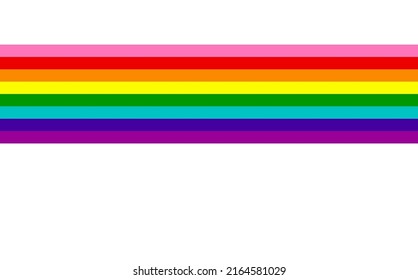 Gay Pride Rainbow Flag LGBTQIA Template. Diversity E Inclusivity. Pride Banner With LGBT Flag Sign. Pride Month Vector Illustration. Colorful Design Element Frame Border Isolated On White Background
