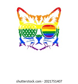 gay pride rainbow flag proud cat distressed k design vector illustration for use in design and print wall art poster canvas