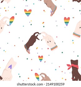 Gay pride seamless pattern. Rainbow color palette. Vector eps 10. Printable file for pride month design concept. Wrapping paper, textile, gift decoration.