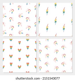 Gay pride seamless pattern. Rainbow color palette. Vector eps 10. Printable file for pride month design concept. Wrapping paper, textile, gift decoration.