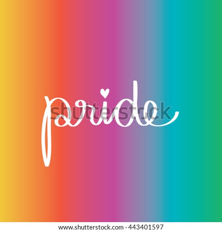 Gay pride. Text on rainbow texture. Vector watercolor spectrum. Hand drawn paint strokes isolated on white background