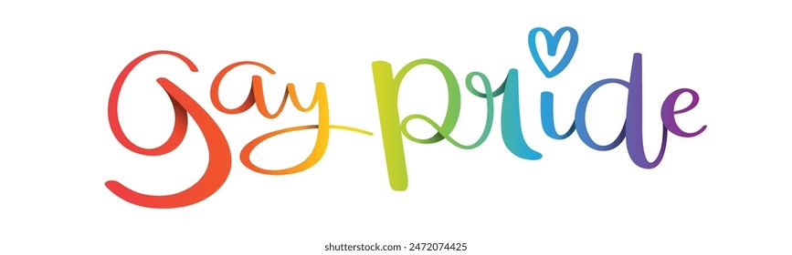 GAY PRIDE vector calligraphy banner in pride colors