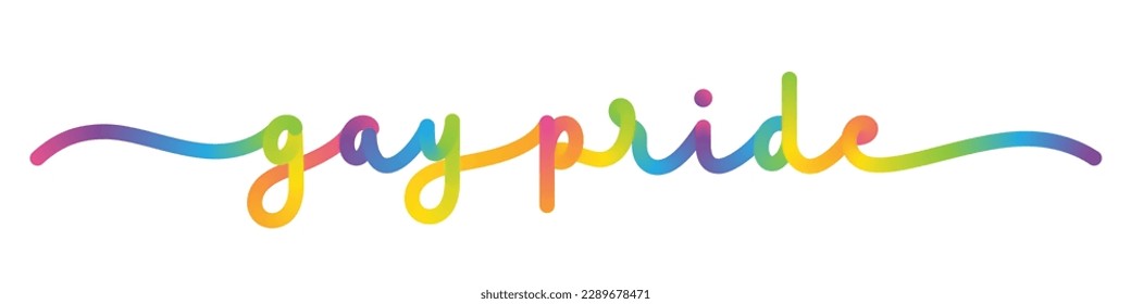 GAY PRIDE vector monoline calligraphy banner with colorful gradient