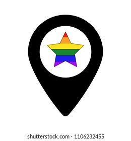 Gay Pride Venue Pin Vector Icon.