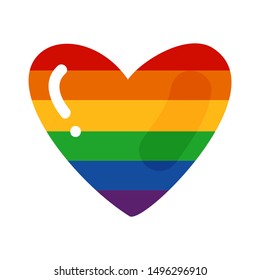 Gay rainbow heart isolated on white background. LGBT pride symbol. Design element for banner, poster or leaflet.