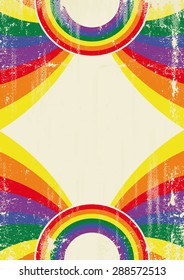 Gay rainbow poster. A vintage gay poster with sunbeams and a a texture for your advertising