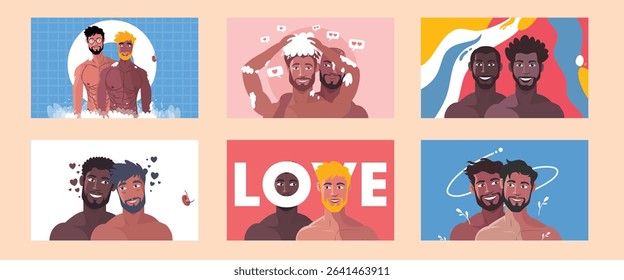 Gay Relationship Diversity Illustration Love Bundle Set