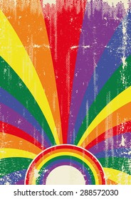 Gay retro sunbeams poster. A vintage gay poster with sunbeams and a a texture for your advertising