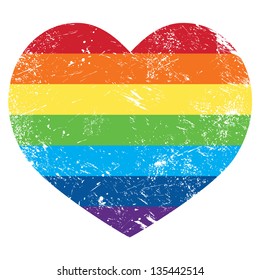 Gay Rights Rainbow Retro Heart Flag