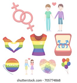 Gay set icons in cartoon style. Big collection of gay vector symbol stock illustration