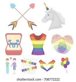 Gay set icons in cartoon style. Big collection of gay vector symbol stock illustration