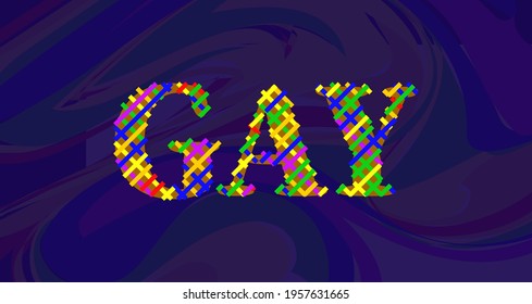 Gay Sign Of Rainbow Letters.Symbol Of Gays And Lesbians Typography Letters.LGBTQ+ illustrations Concept.