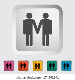 Gay sign. Single flat icon on the button. Vector illustration.