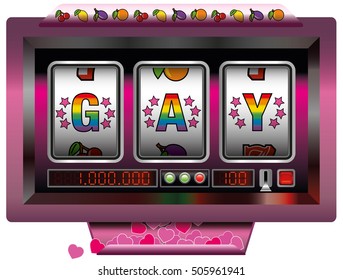 Gay slot machine with many winning hearts.