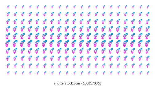 Gay symbol icon halftone pattern, constructed for backgrounds, covers, templates and abstract effects. Vector gay symbol pictograms organized into halftone array.