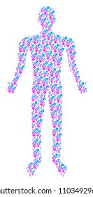 Gay symbol man representation. Vector gay symbol icons are formed into human composition.