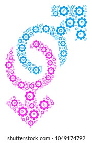 Gay Symbol mosaic of vector gears. Vector gear parts are organized into gay symbol composition.