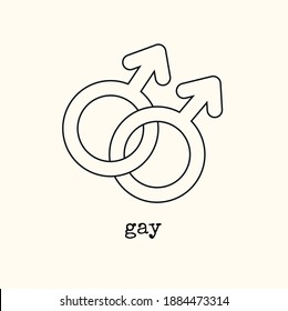 Gay Symbol Outline Icon. Sexual Orientation Concept. Sign For Web Page, Mobile App, Banner, Social Media, Button, Logo