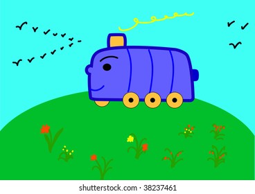 gay train on the meadow