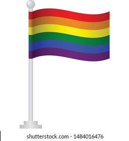 Gay vector flag or LGBT. Rainbow flag on pole vector. Pride symbol.