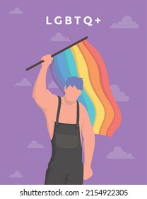 gay waving lgbtq flag character scene