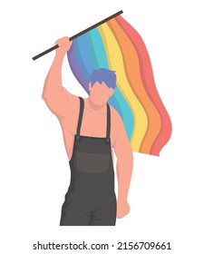 gay waving lgbtq flag character