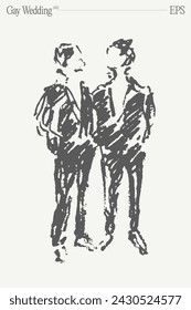 Gay wedding. Hand drawn vector illustration, sketch.