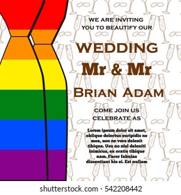 Gay Wedding illustration for invitation cards lgbt community