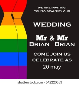 Gay Wedding illustration for invitation cards lgbt community