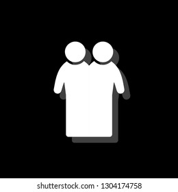 Gay. White flat simple icon with shadow