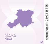 GAYA District Map, Bihar, India – Editable Vector Outline.